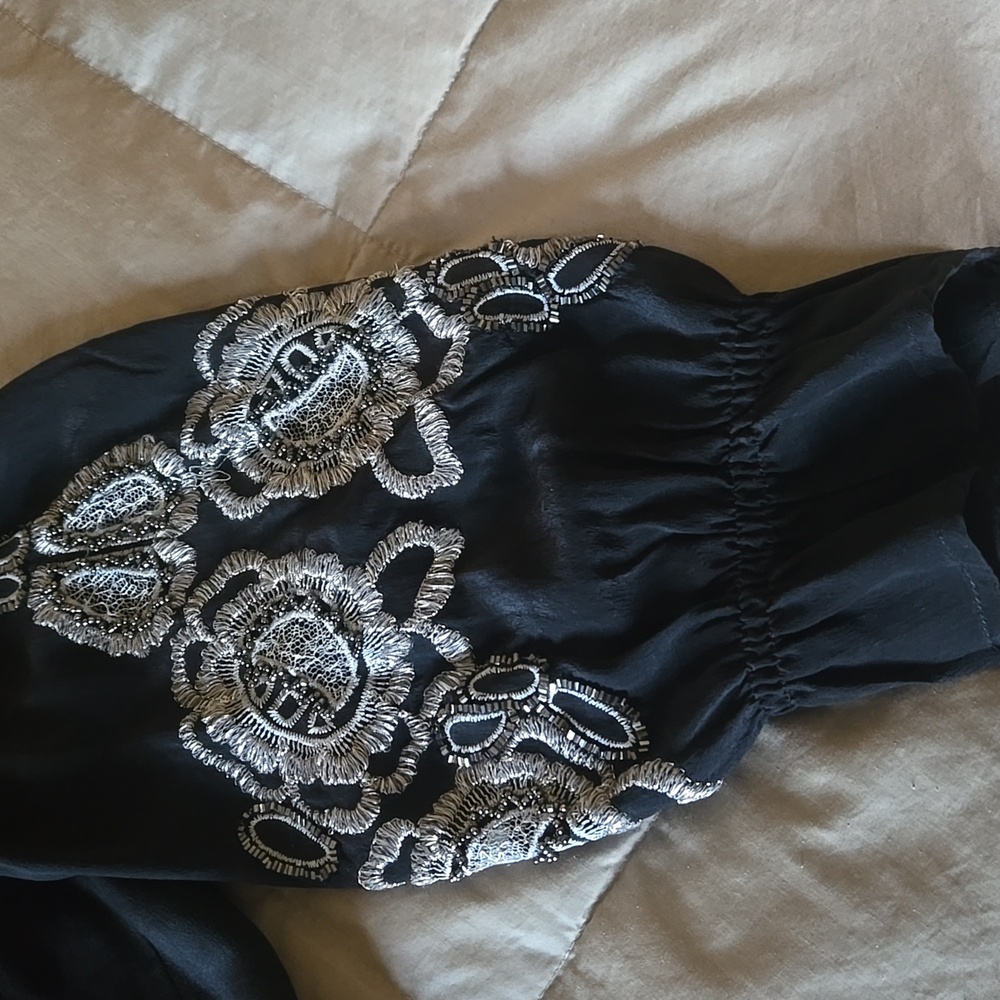 Cache Black Silk Blouse - Picture 3 of 4